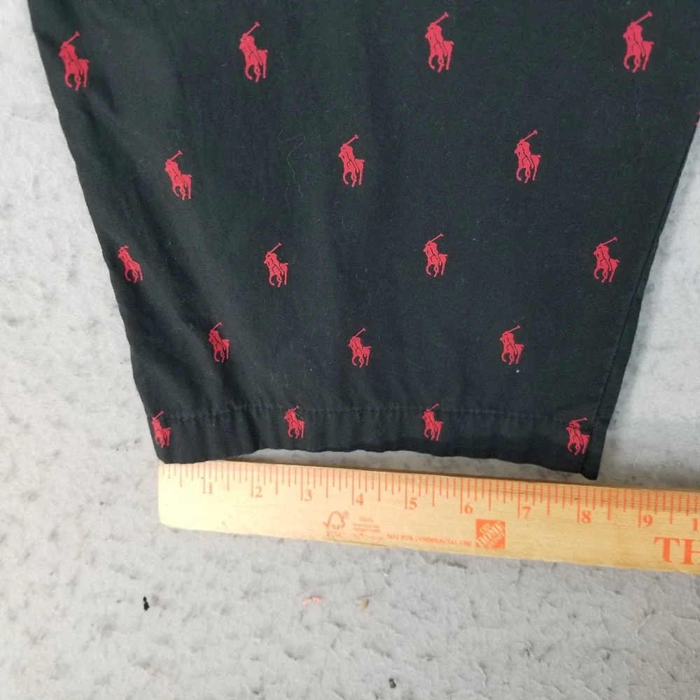Polo Ralph Lauren Lounge Pants Mens Large Black Red Pony All Over Print Cotton